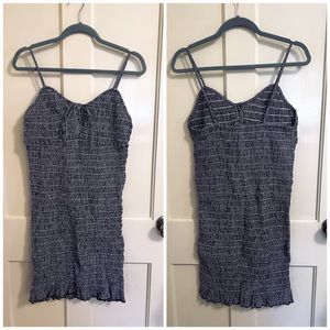 Navy and white lace front mini dress by AEO